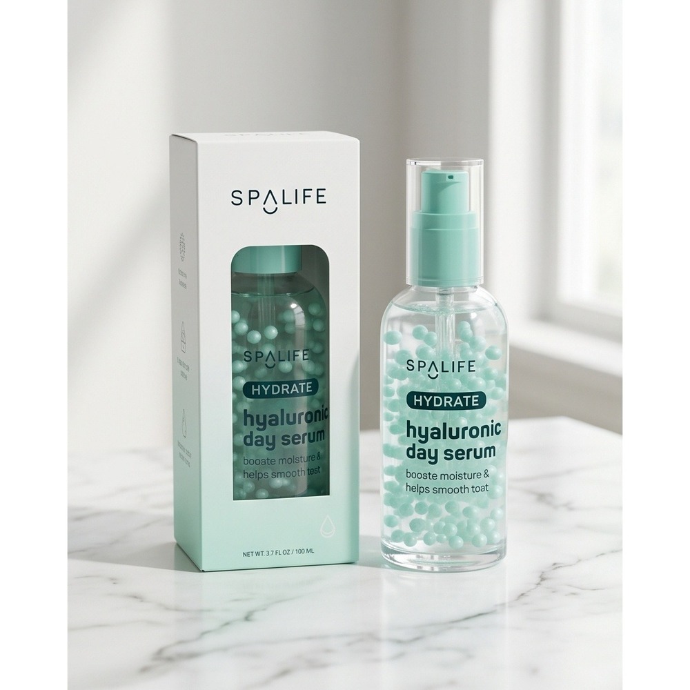 SpaLife‎ Hydrate Hyaluronic Day Serum 3.7 fl oz 100 ml Shimmering Beads NIB